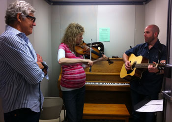 Ernest Thompson, Natalie MacMaster and Joe Deleault in the studio, Fitchburg, MA (courtesy photo)